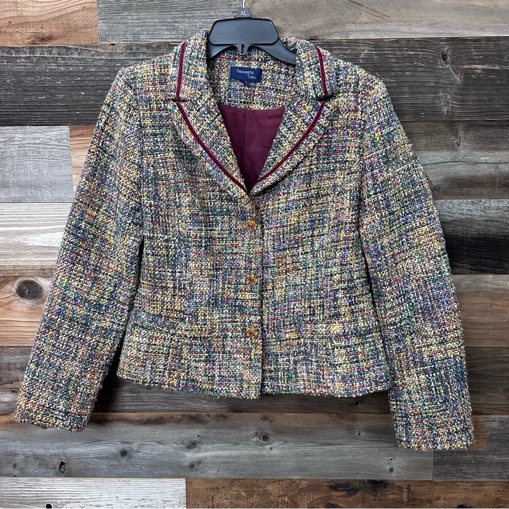 VTG Women's 10 Multicolor Blazer Tweed Jacket Retro 90s Fundamental Things Y2K